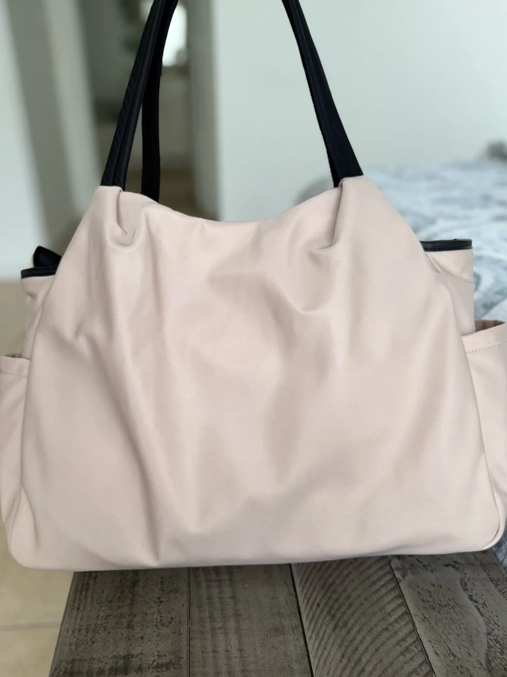 kate spade beige and black color block Chelsea diaper bag tote MSRP $399